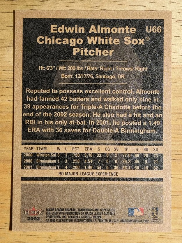 2002 Fleer Tradition Update #U66 Edwin Almonte SP RC