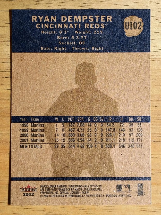 2002 Fleer Tradition Update #U102 Ryan Dempster