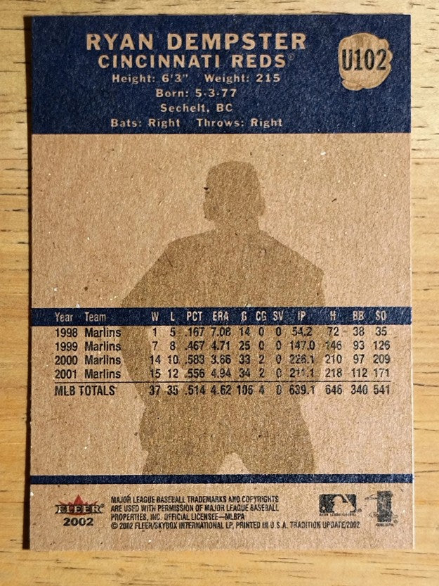 2002 Fleer Tradition Update #U102 Ryan Dempster