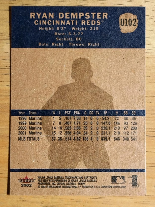 2002 Fleer Tradition Update #U102 Ryan Dempster