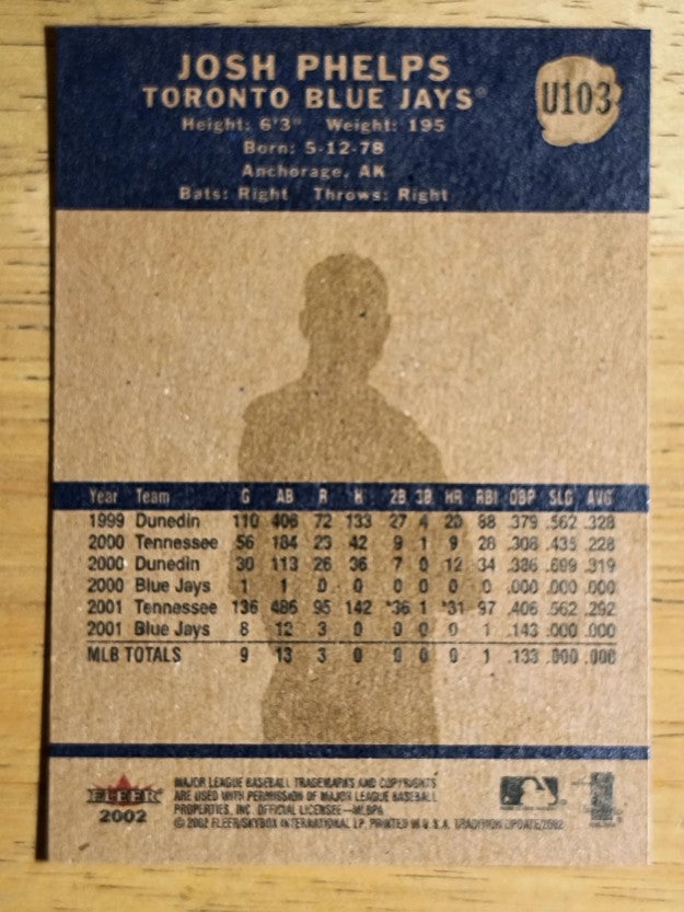 2002 Fleer Tradition Update #U103 Josh Phelps