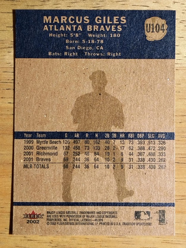 2002 Fleer Tradition Update #U104 Marcus Giles