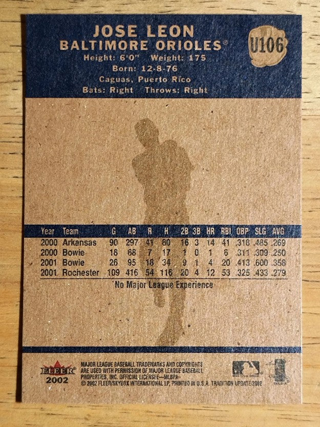 2002 Fleer Tradition Update #U106 Jose Leon