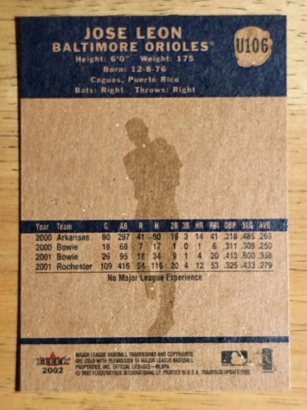 2002 Fleer Tradition Update #U106 Jose Leon