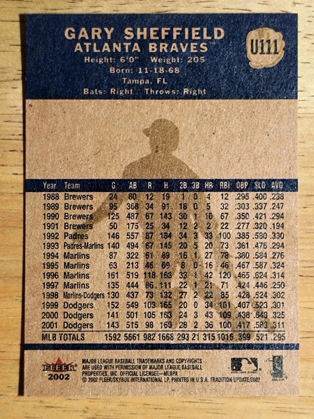 2002 Fleer Tradition Update #U111 Gary Sheffield