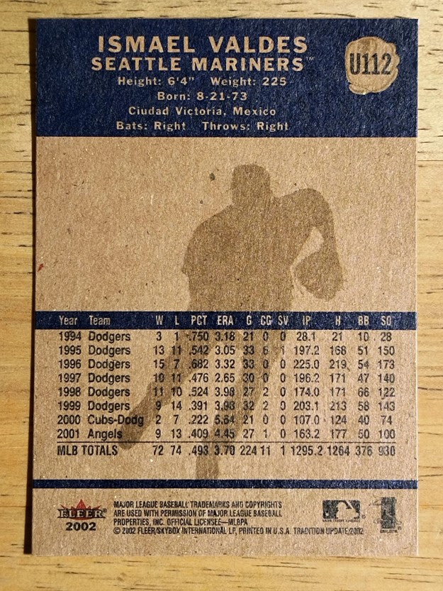 2002 Fleer Tradition Update #U112 Ismael Valdes