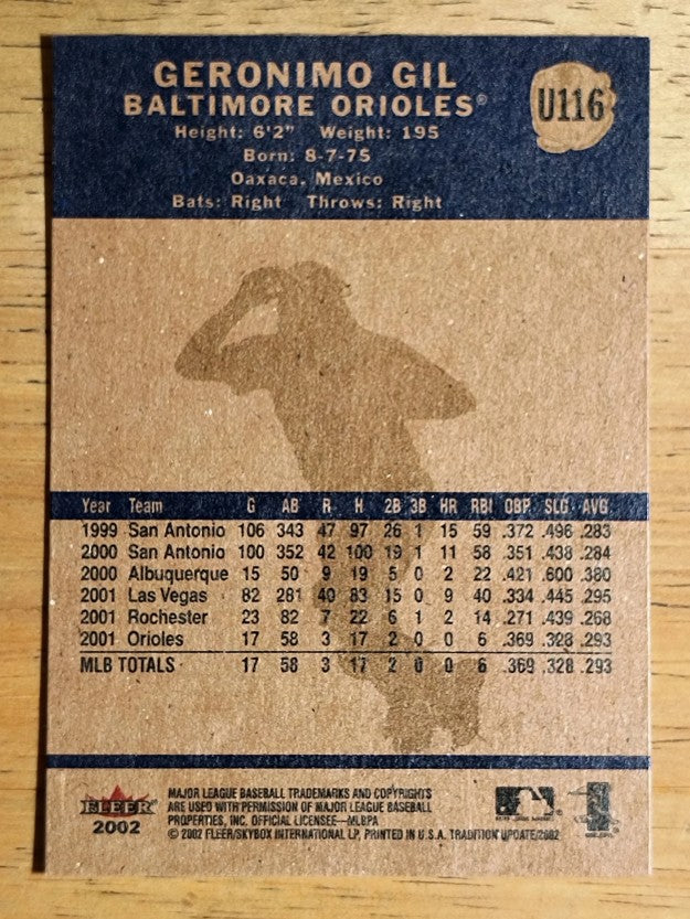 2002 Fleer Tradition Update #U116 Geronimo Gil