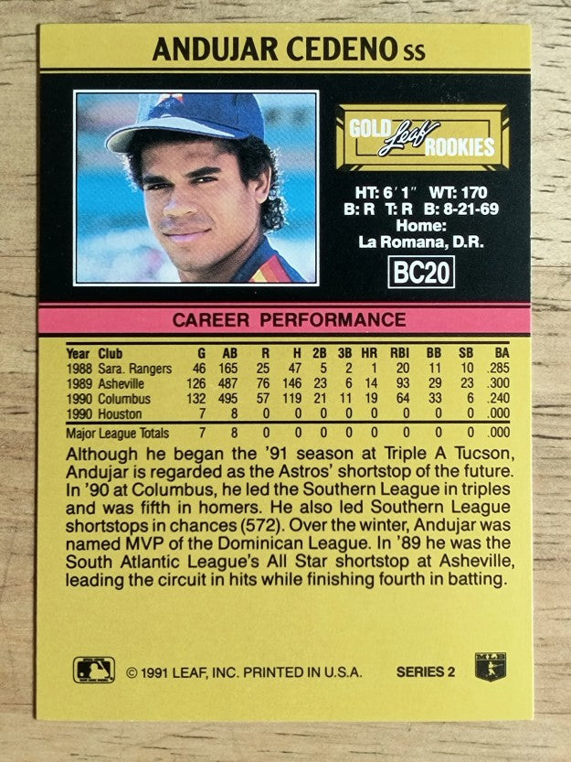 1991 Leaf Gold Rookies #BC20 Andujar Cedeno