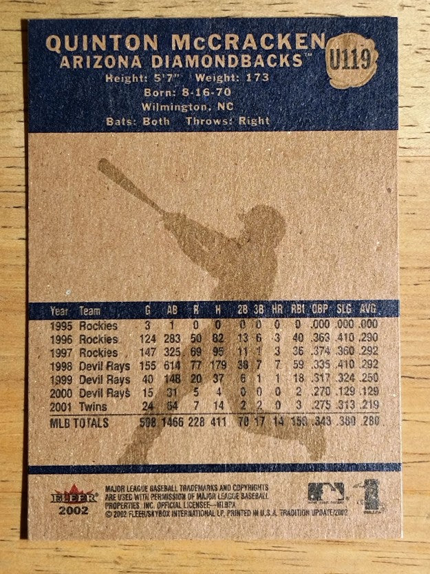 2002 Fleer Tradition Update #U119 Quinton McCracken