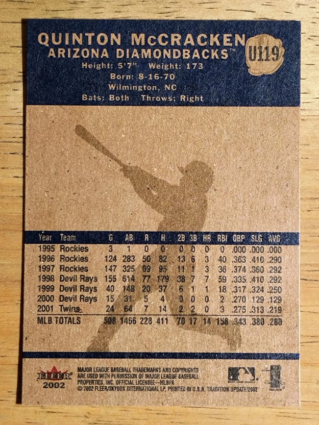 2002 Fleer Tradition Update #U119 Quinton McCracken
