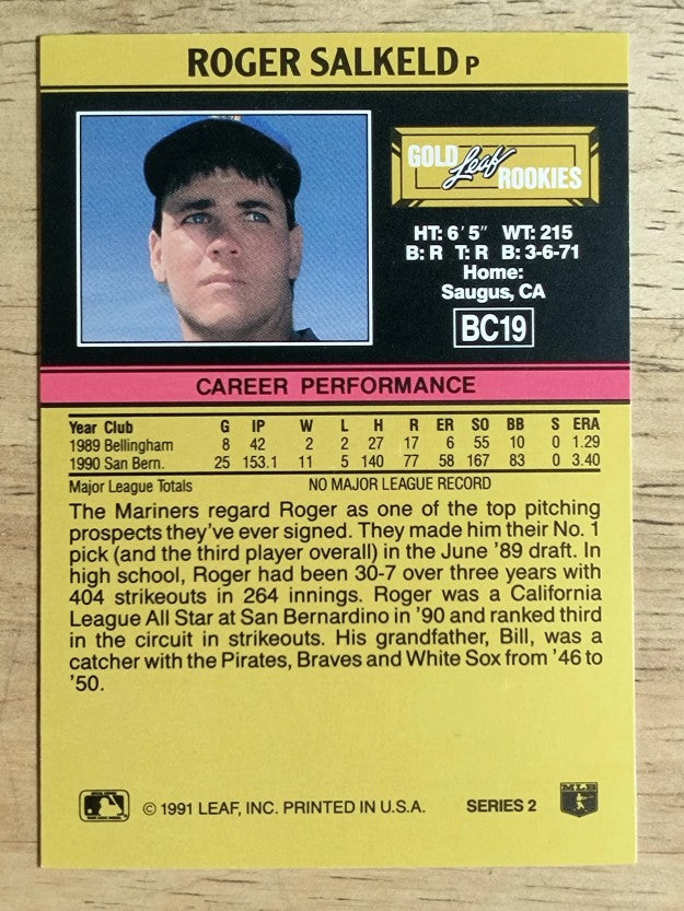 1991 Leaf Gold Rookies #BC19 Roger Salkeld