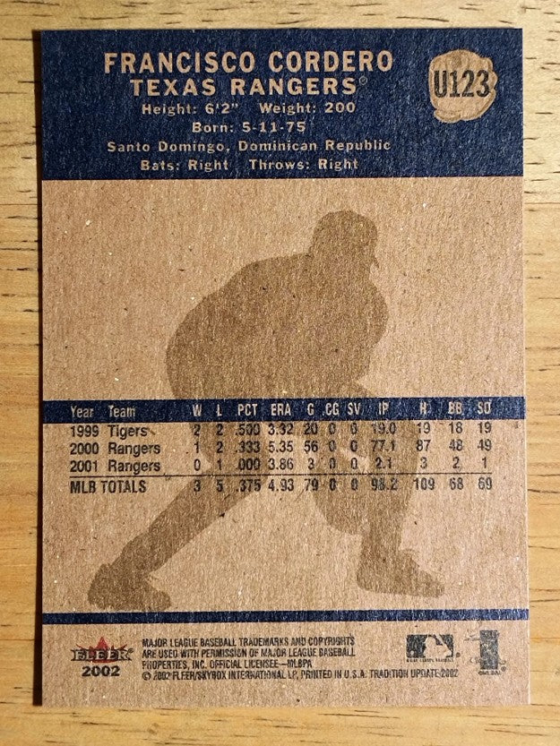 2002 Fleer Tradition Update #U123 Francisco Cordero
