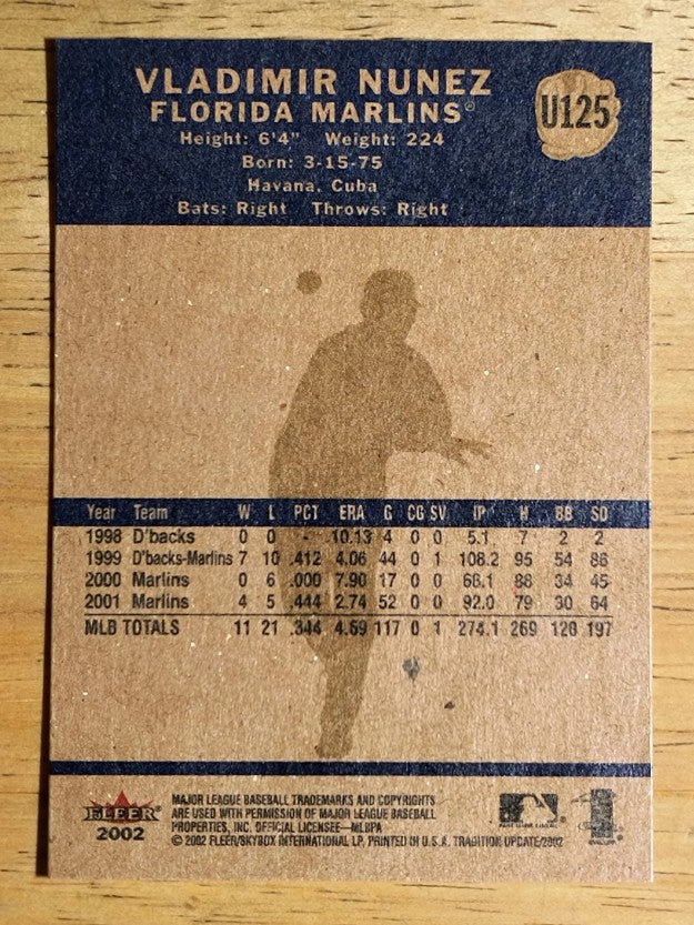 2002 Fleer Tradition Update #U125 Vladimir Nunez