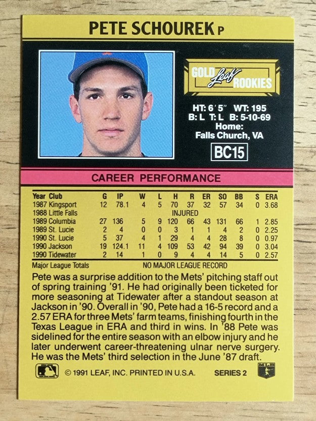 1991 Leaf Gold Rookies #BC15 Pete Schourek