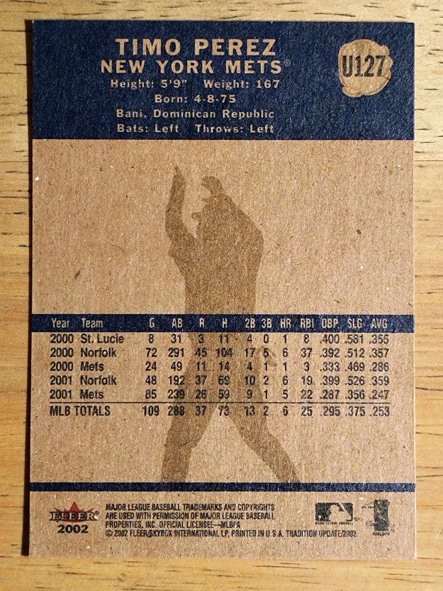 2002 Fleer Tradition Update #U127 Timo Perez