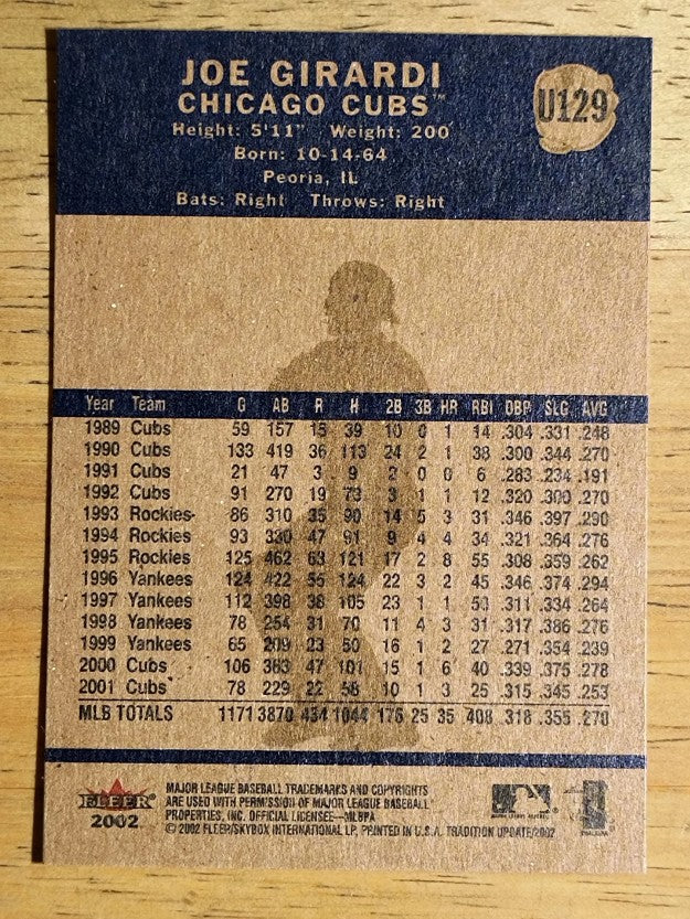 2002 Fleer Tradition Update #U129 Joe Girardi