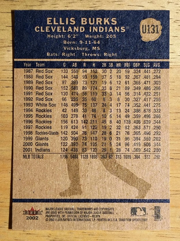 2002 Fleer Tradition Update #U131 Ellis Burks