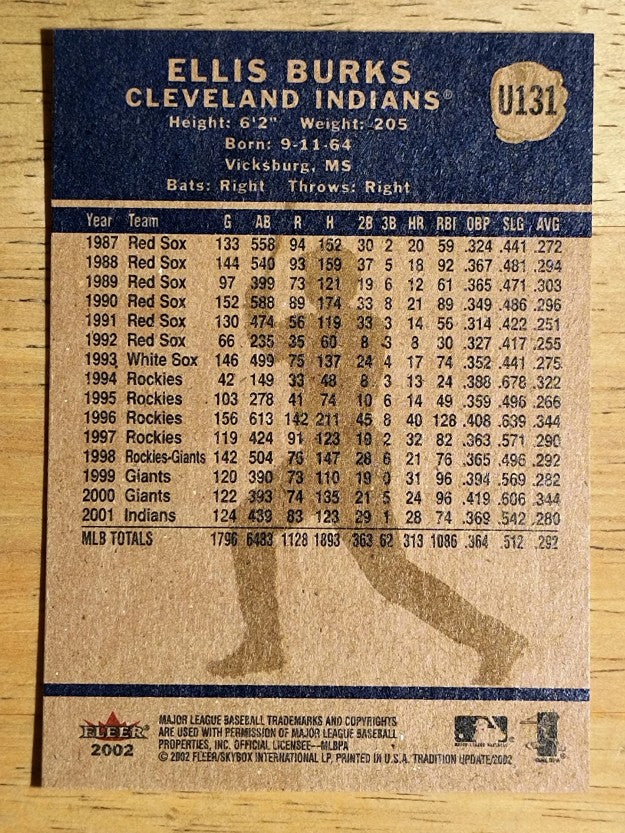 2002 Fleer Tradition Update #U131 Ellis Burks