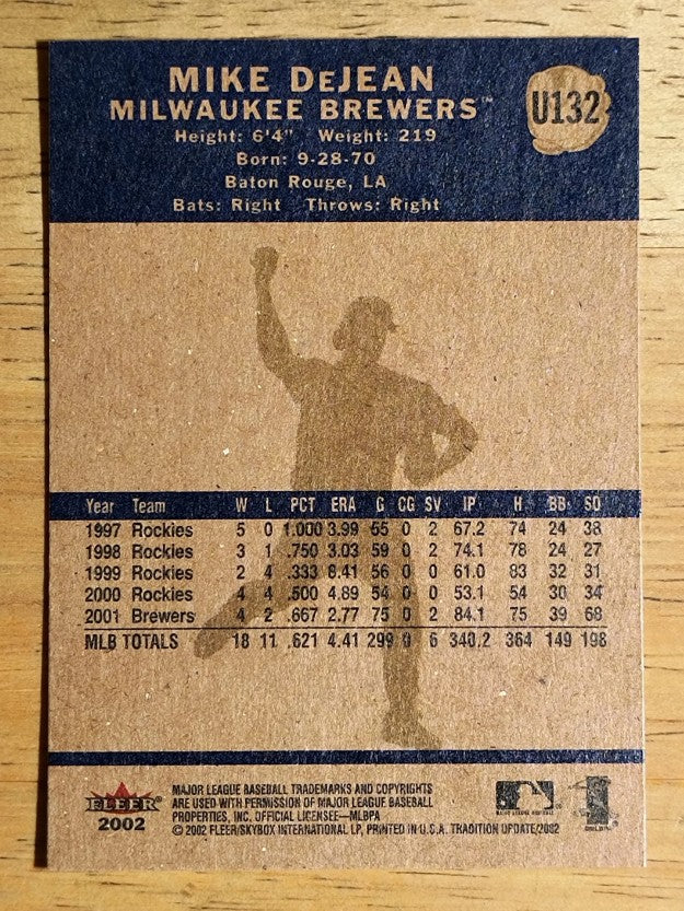 2002 Fleer Tradition Update #U132 Mike DeJean