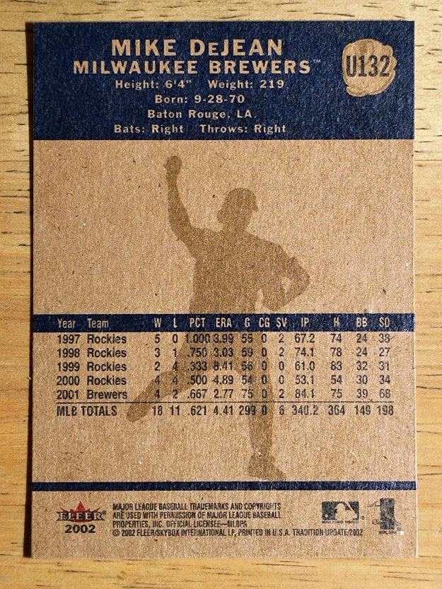 2002 Fleer Tradition Update #U132 Mike DeJean