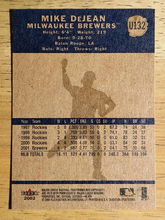 2002 Fleer Tradition Update #U132 Mike DeJean