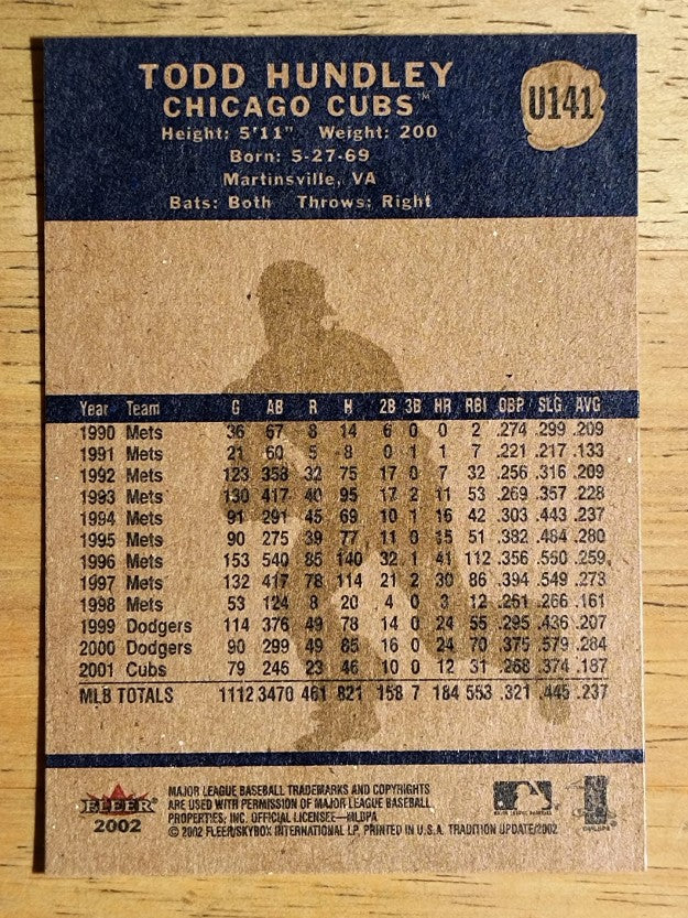 2002 Fleer Tradition Update #U141 Todd Hundley