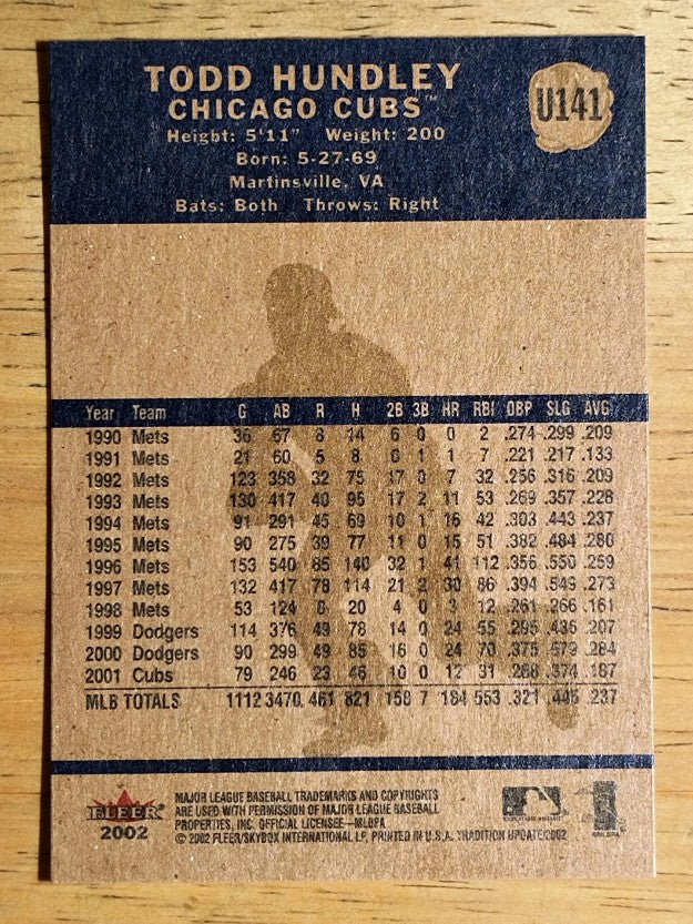 2002 Fleer Tradition Update #U141 Todd Hundley
