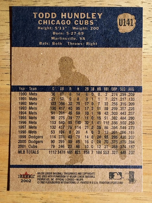 2002 Fleer Tradition Update #U141 Todd Hundley