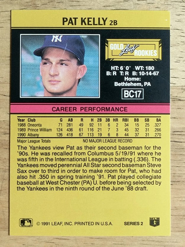 1991 Leaf Gold Rookies #BC17 Pat Kelly