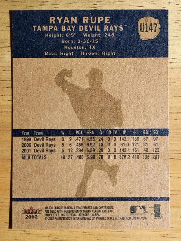 2002 Fleer Tradition Update #U147 Ryan Rupe