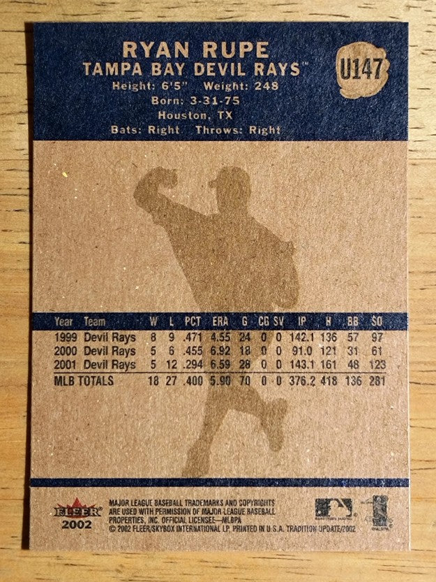 2002 Fleer Tradition Update #U147 Ryan Rupe