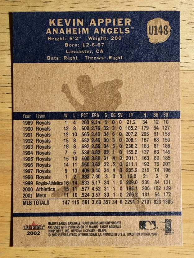2002 Fleer Tradition Update #U148 Kevin Appier