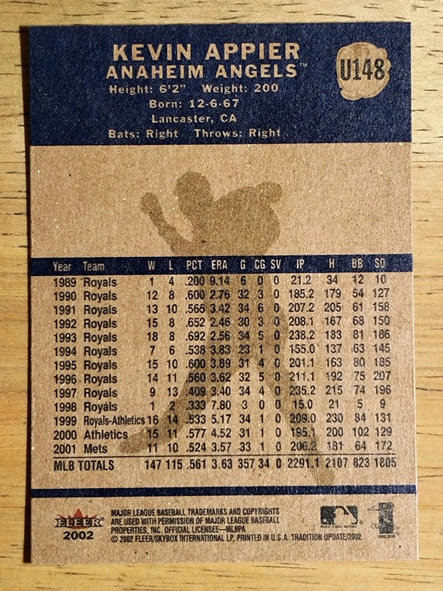 2002 Fleer Tradition Update #U148 Kevin Appier