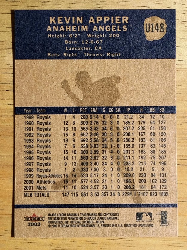 2002 Fleer Tradition Update #U148 Kevin Appier