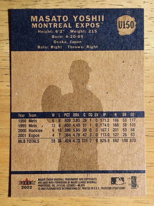 2002 Fleer Tradition Update #U150 Masato Yoshii