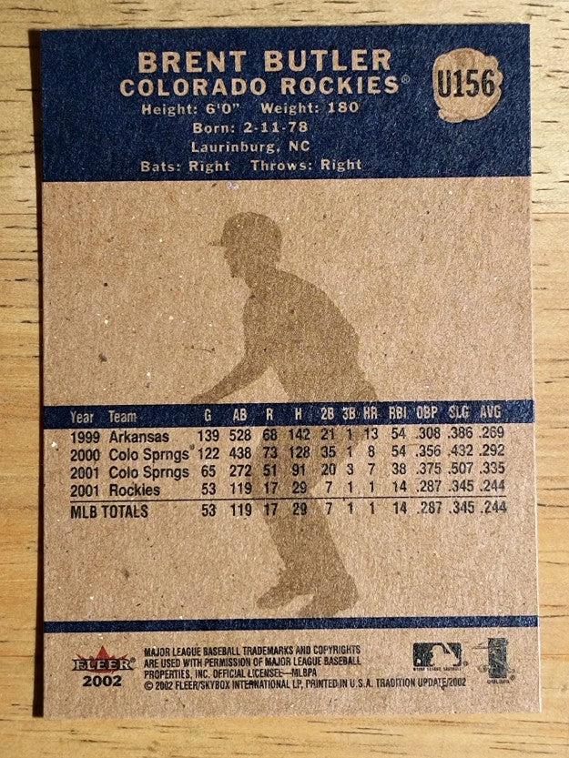 2002 Fleer Tradition Update #U156 Brent Butler