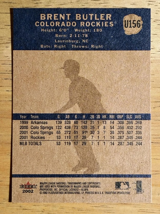 2002 Fleer Tradition Update #U156 Brent Butler