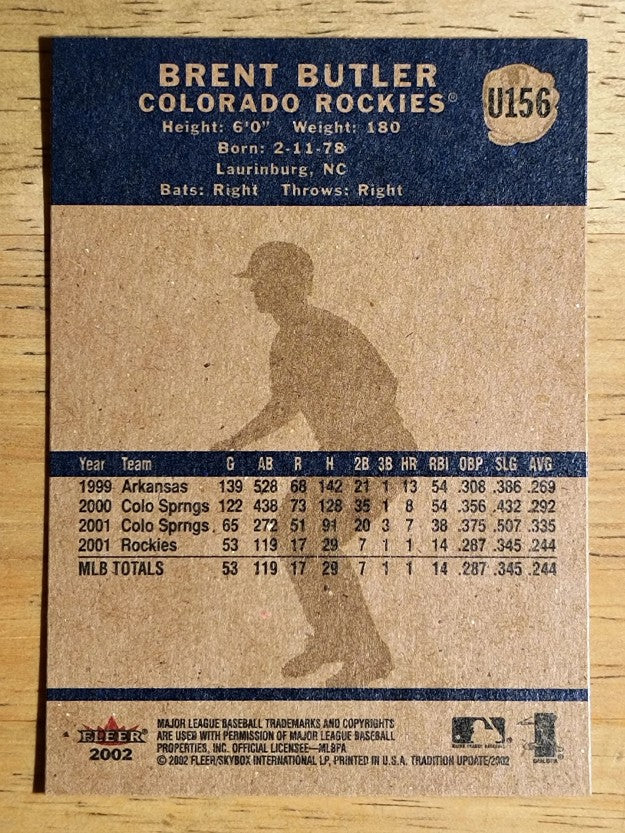 2002 Fleer Tradition Update #U156 Brent Butler