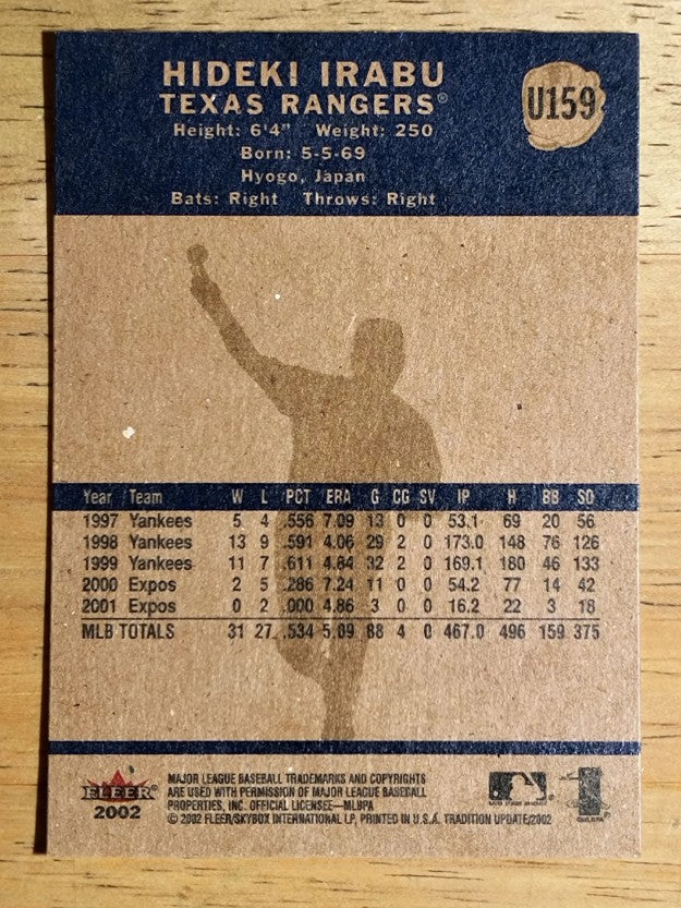 2002 Fleer Tradition Update #U159 Hideki Irabu
