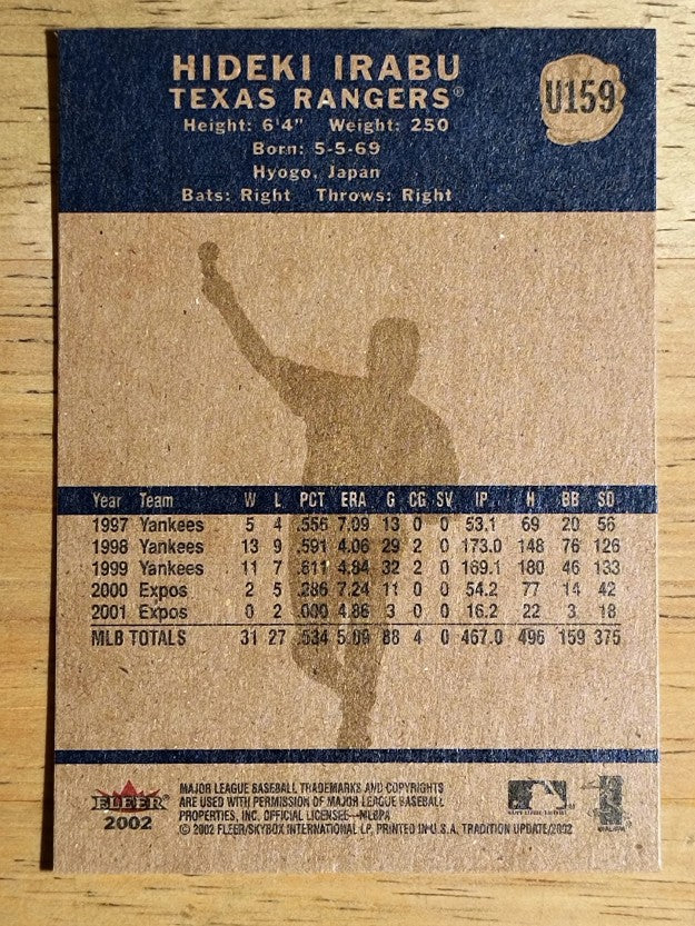2002 Fleer Tradition Update #U159 Hideki Irabu