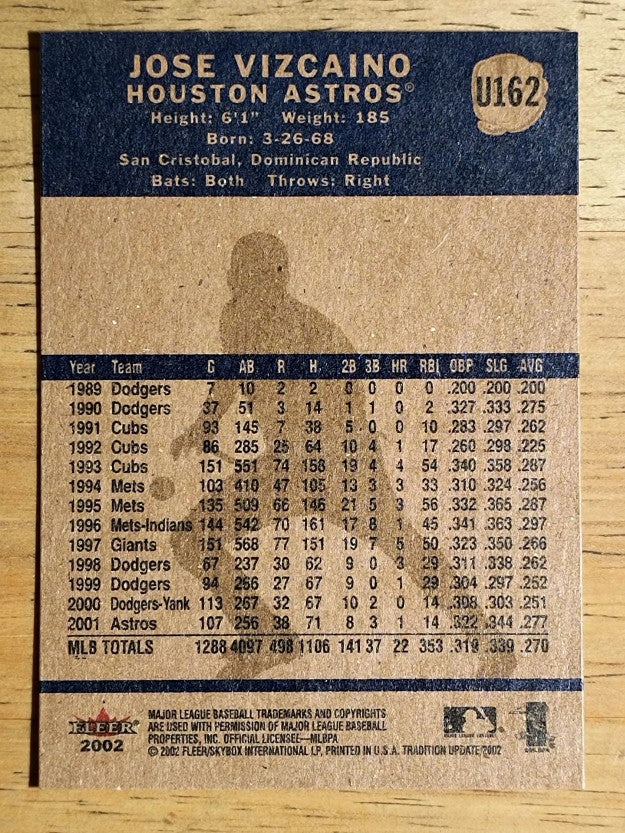 2002 Fleer Tradition Update #U162 Jose Vizcaino