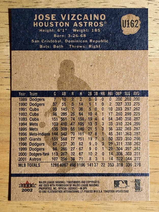 2002 Fleer Tradition Update #U162 Jose Vizcaino