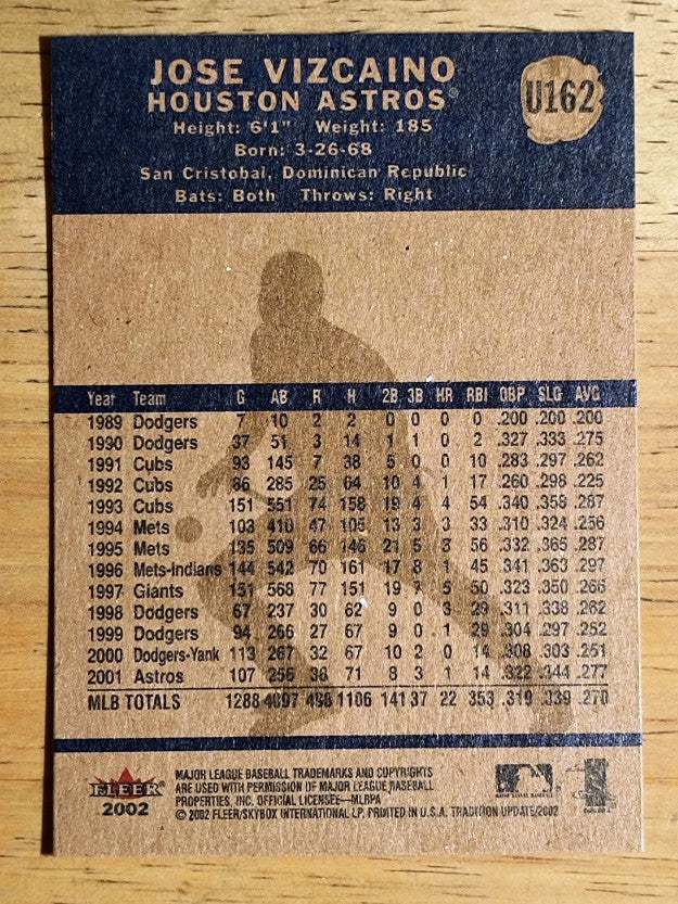 2002 Fleer Tradition Update #U162 Jose Vizcaino