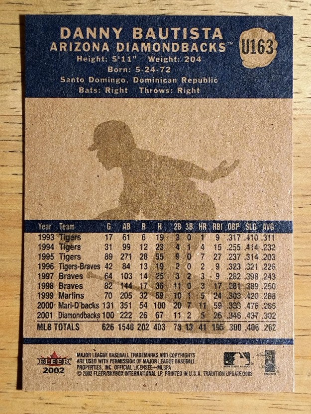 2002 Fleer Tradition Update #U163 Danny Bautista