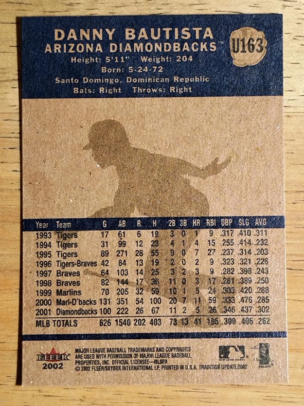 2002 Fleer Tradition Update #U163 Danny Bautista