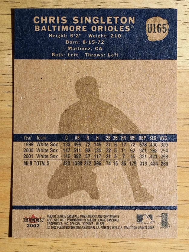 2002 Fleer Tradition Update #U165 Chris Singleton