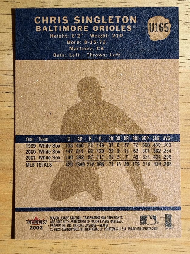 2002 Fleer Tradition Update #U165 Chris Singleton