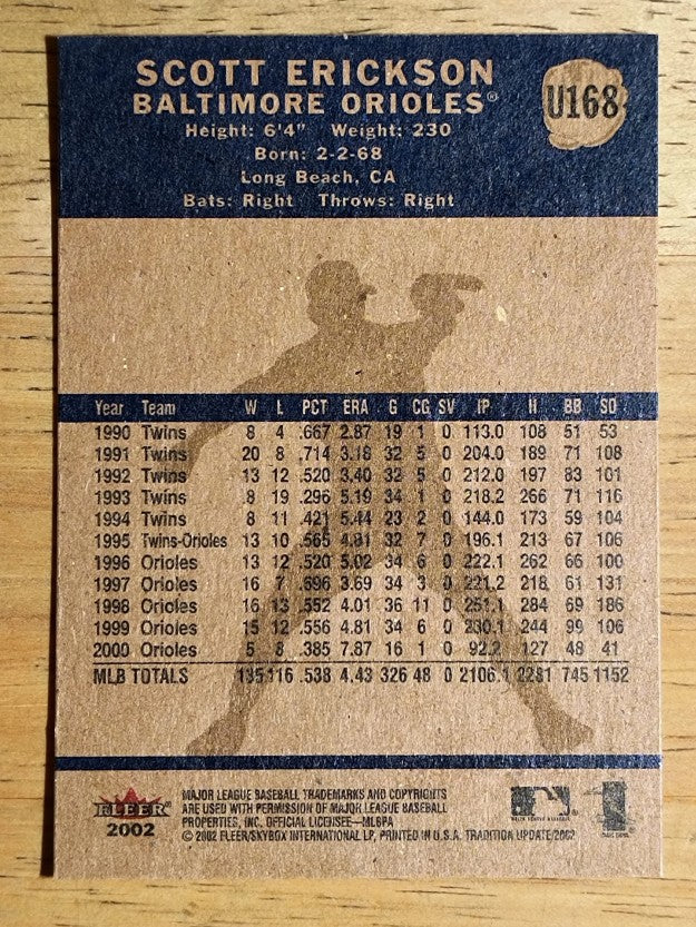 2002 Fleer Tradition Update #U168 Scott Erickson