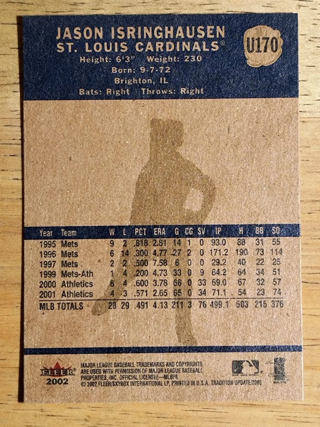 2002 Fleer Tradition Update #U170 Jason Isringhausen