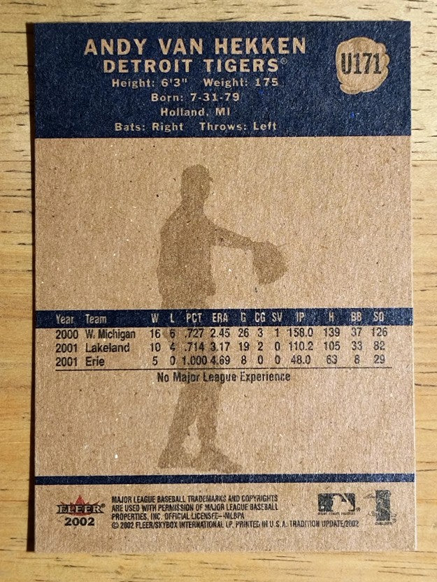 2002 Fleer Tradition Update #U171 Andy Van Hekken
